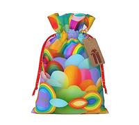KoNsev Bolsa de regalo con cordón con patrón de corazones arcoíris, regalo de vacaciones, decoraciones de regalos para suministros de fiesta de Navidad