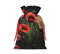 KoNsev Bolsa de regalo con cordón de amapola roja, regalo de vacaciones, decoración para Navidad y Halloween, suministros de fiesta de 4.7 x 6.9 pulgadas