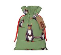 KoNsev Bolsa de regalo con cordón de ardilla roja, regalo de vacaciones, decoraciones de regalos para suministros de fiesta de Navidad