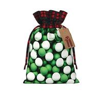 KoNsev Bolsa de regalo con cordón de bloque de color blanco y verde, regalo de vacaciones, suministros de fiesta de Navidad de 8.3 x 11.8 pulgadas