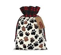 KoNsev Bolsa de regalo con cordón de bloque de color con estampado de huellas de perro, suministros de Navidad, decoración de Halloween, 4.7 x 6.9 pulgadas