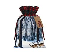 KoNsev Bolsa de regalo con cordón de bloque de color con imagen de ciervos, suministros de Navidad, decoración de Halloween, 4.7 x 6.9 pulgadas
