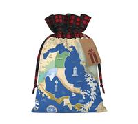 KoNsev Bolsa de regalo con cordón de bloque de color con mapa de Grecia, regalo de vacaciones, suministros de Navidad, decoración de Halloween, 4.7 x 6.9 pulgadas