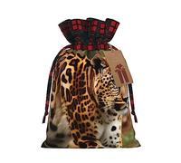 KoNsev Bolsa de regalo con cordón de bloque de color con patrón de leopardo, regalo de vacaciones, suministros de fiesta de Navidad de 8.3 x 11.8 pulgadas
