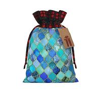 KoNsev Bolsa de regalo con cordón de bloque de color con patrón de piedra, regalo de vacaciones, suministros de fiesta de Navidad de 8.3 x 11.8 pulgadas