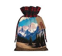 KoNsev Bolsa de regalo con cordón de bloque de color de las Montañas Rocosas, regalo de vacaciones, suministros de Navidad, decoración de Halloween, 4.7 x 6.9 pulgadas