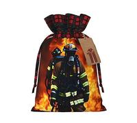 KoNsev Bolsa de regalo con cordón de bloque de color de llama, bombero, suministros de Navidad, decoración de Halloween, 4.7 x 6.9 pulgadas