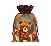 KoNsev Bolsa de regalo con cordón de bloque de color de oso bailando, regalo de vacaciones, suministros de fiesta de Navidad de 8.3 x 11.8 pulgadas