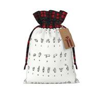 KoNsev Bolsa de regalo con cordón de bloque de color del alfabeto en lengua de señas, regalo de vacaciones, suministros de fiesta de Navidad de 8.3 x 11.8 pulgadas