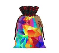 KoNsev Bolsa de regalo con cordón de bloque de color geométrico arcoíris, regalo de vacaciones, suministros de fiesta de Navidad de 8.3 x 11.8 pulgadas