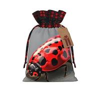 KoNsev Bolsa de regalo con cordón de bloque de color rojo mariquita, regalo de vacaciones, suministros de fiesta de Navidad 8.3 x 11.8 pulgadas