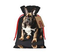 KoNsev Bolsa de regalo con cordón de bulldog francés de orejas largas, regalo de vacaciones, decoraciones de regalos para suministros de fiesta de Navidad