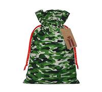 KoNsev Bolsa de regalo con cordón de camuflaje verde, regalo de vacaciones, decoración para suministros de fiesta de Navidad y Halloween, 8.3 x 11.8 pulgadas