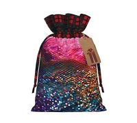 KoNsev Bolsa de regalo con cordón de color brillante con lentejuelas degradadas, regalo de vacaciones, suministros de fiesta de Navidad de 8.3 x 11.8 pulgadas