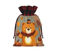 KoNsev Bolsa de regalo con cordón de color con diseño de osos bailando de Acción de Gracias, suministros de Navidad, decoración de Halloween, 4.7 x 6.9 pulgadas