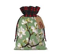 KoNsev Bolsa de regalo con cordón de color con flores de cornejo, regalo de vacaciones, suministros de Navidad, decoración de Halloween, 4.7 x 6.9 pulgadas