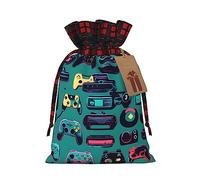 KoNsev Bolsa de regalo con cordón de color con patrones de controlador de juegos, regalo de vacaciones, suministros de fiesta de Navidad de 8.3 x 11.8 pulgadas