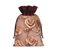 KoNsev Bolsa de regalo con cordón de color dorado rosa para papel pintado, regalo de vacaciones, suministros de fiesta de Navidad de 8.3 x 11.8 pulgadas