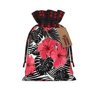 KoNsev Bolsa de regalo con cordón de color hibisco rojo, regalo de vacaciones, suministros de Navidad, decoración de Halloween, 4.7 x 6.9 pulgadas