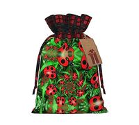 KoNsev Bolsa de regalo con cordón de color rojo mariquita, regalo de vacaciones, suministros de Navidad, decoración de Halloween, 4.7 x 6.9 pulgadas