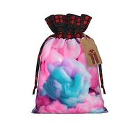 KoNsev Bolsa de regalo con cordón de color rosa de algodón de azúcar, regalo de vacaciones, suministros de Navidad, decoración de Halloween, 4.7 x 6.9 pulgadas