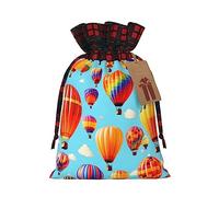 KoNsev Bolsa de regalo con cordón de colores con globos de aire caliente, suministros de Navidad, decoración de Halloween, 4.7 x 6.9 pulgadas