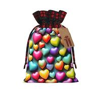 KoNsev Bolsa de regalo con cordón de colores de corazones de arco iris, regalo de vacaciones, suministros de fiesta de Navidad de 8.3 x 11.8 pulgadas