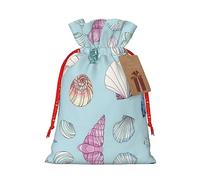 KoNsev Bolsa de regalo con cordón de concha de mar, regalo de vacaciones, decoración para suministros de fiesta de Navidad y Halloween, 8.3 x 11.8 pulgadas