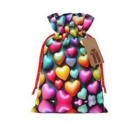 KoNsev Bolsa de regalo con cordón de corazones arcoíris coloridos, regalo de vacaciones, decoración para suministros de fiesta de Navidad y Halloween, 8.3 x 11.8 pulgadas