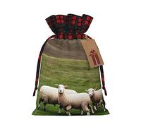 KoNsev Bolsa de regalo con cordón de corderos y ovejas, color bloque, regalo de vacaciones, suministros de fiesta de Navidad 8.3 x 11.8 pulgadas