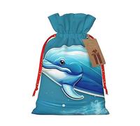 KoNsev Bolsa de regalo con cordón de delfín fuera del agua, regalo de vacaciones, decoración para suministros de fiesta de Navidad y Halloween, 8.3 x 11.8 pulgadas
