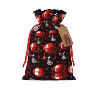 KoNsev Bolsa de regalo con cordón de esqueletos rojos, regalo de vacaciones, decoración para suministros de fiesta de Navidad y Halloween, 8.3 x 11.8 pulgadas