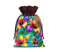 KoNsev Bolsa de regalo con cordón de flores coloridas hawaianas, regalo de vacaciones, suministros de Navidad, decoración de Halloween, 4.7 x 6.9 pulgadas