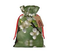 KoNsev Bolsa de regalo con cordón de flores de cornejo de primavera, regalo de vacaciones, decoraciones de regalos para suministros de fiesta de Navidad