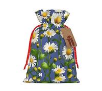 KoNsev Bolsa de regalo con cordón de flores de margarita de primavera, regalo de vacaciones, decoración para Navidad y Halloween, suministros de fiesta de 4.7 x 6.9 pulgadas