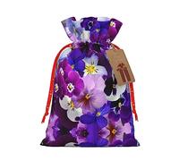 KoNsev Bolsa de regalo con cordón de flores moradas, regalo de vacaciones, decoración para suministros de fiesta de Navidad y Halloween, 8.3 x 11.8 pulgadas