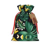 KoNsev Bolsa de regalo con cordón de flores tropicales hawaianas, regalo de vacaciones, decoración para suministros de fiesta de Navidad y Halloween, 8.3 x 11.8 pulgadas