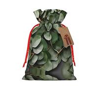 KoNsev Bolsa de regalo con cordón de hojas de eucalipto, regalo de vacaciones, decoraciones de regalos para suministros de fiesta de Navidad