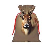 KoNsev Bolsa de regalo con cordón de impresión de cabeza de ciervo, regalo de vacaciones, decoraciones de regalos para suministros de fiesta de Navidad