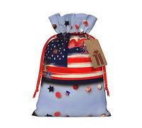 KoNsev Bolsa de regalo con cordón de la bandera estadounidense del 4 de julio, regalo de vacaciones, decoraciones de regalos para suministros de fiesta de Navidad