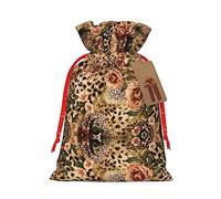 KoNsev Bolsa de regalo con cordón de leopardo a rayas, regalo de vacaciones, decoración para suministros de fiesta de Navidad y Halloween, 8.3 x 11.8 pulgadas
