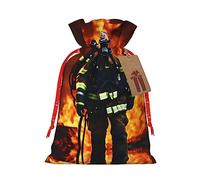 KoNsev Bolsa de regalo con cordón de llama de bombero, regalo de vacaciones, decoraciones de regalos para suministros de fiesta de Navidad
