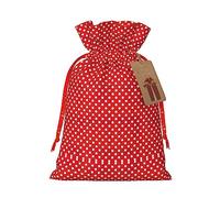 KoNsev Bolsa de regalo con cordón de lunares rojos y blancos, regalo de vacaciones, decoraciones de regalos para suministros de fiesta de Navidad