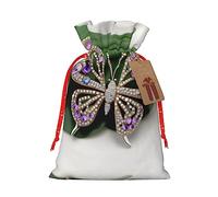 KoNsev Bolsa de regalo con cordón de mariposa de diamantes de imitación, regalo de vacaciones, decoraciones de regalos para suministros de fiesta de Navidad