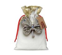 KoNsev Bolsa de regalo con cordón de mariposa y flor de diamantes de imitación, regalo de vacaciones, decoraciones de regalos para suministros de fiesta de Navidad