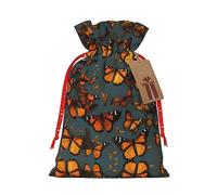 KoNsev Bolsa de regalo con cordón de mariposas monarca naranjas, regalo de vacaciones, decoración para suministros de fiesta de Navidad y Halloween, 8.3 x 11.8 pulgadas