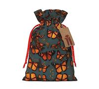 KoNsev Bolsa de regalo con cordón de mariposas monarcas naranjas, regalo de vacaciones, decoraciones de regalos para suministros de fiesta de Navidad