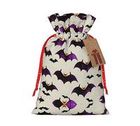 KoNsev Bolsa de regalo con cordón de murciélagos morados voladores de Halloween, regalo de vacaciones, decoraciones de regalos para suministros de fiesta de Navidad