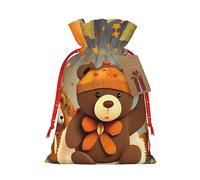 KoNsev Bolsa de regalo con cordón de oso bailando de Acción de Gracias, regalo de vacaciones, decoración para suministros de fiesta de Navidad y Halloween, 8.3 x 11.8 pulgadas