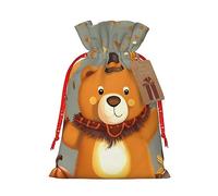 KoNsev Bolsa de regalo con cordón de osos bailando de Acción de Gracias, regalo de vacaciones, decoración para Navidad y Halloween, suministros de fiesta de 4.7 x 6.9 pulgadas